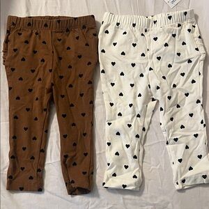 Old Navy Heart Patterned Leggings Set - Brown and White